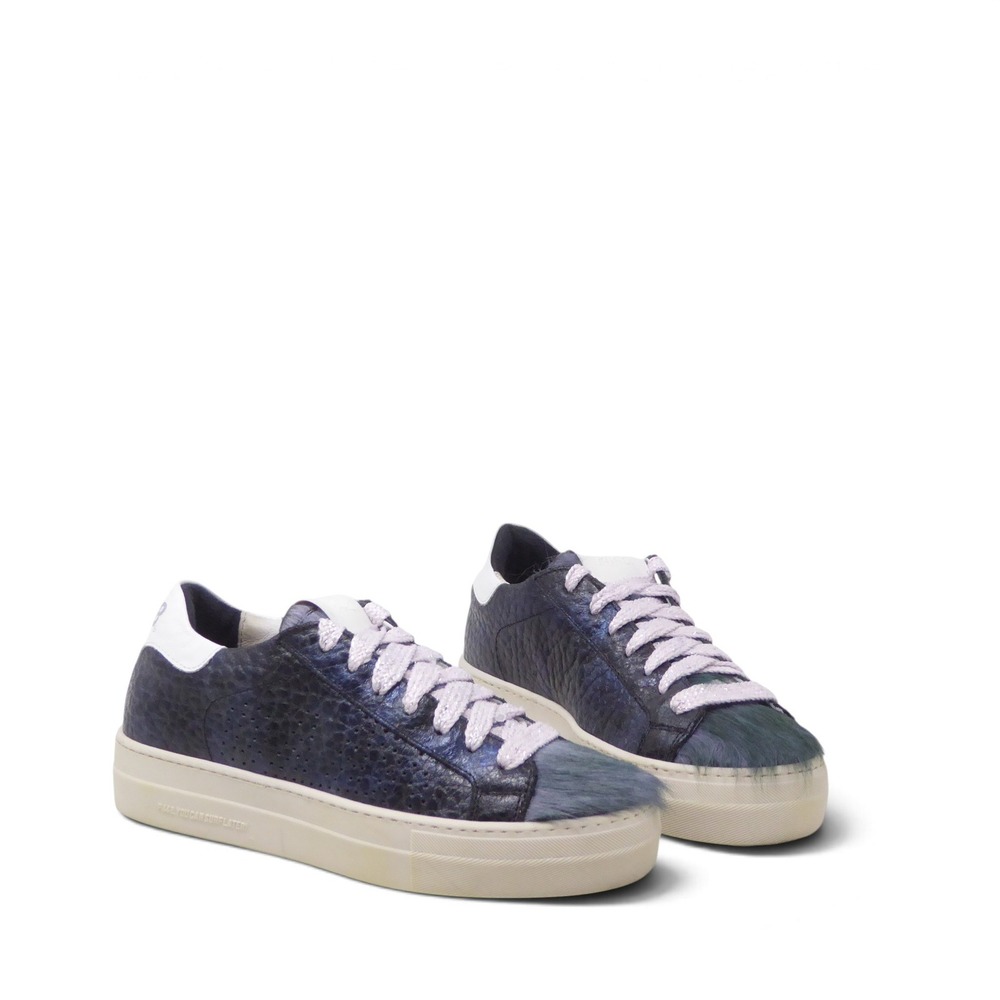 P448 Womens John Sneakers Blue Calf Hair Textured Platform 36 / 6-6.5US